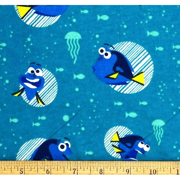 1/2 Yard - Disney Finding Dory on Blue Flannel Cotton Fabric (Great for Quilting, Sewing, Craft Projects, Throw Pillows & More) 1/2 Yard X 44" Wide