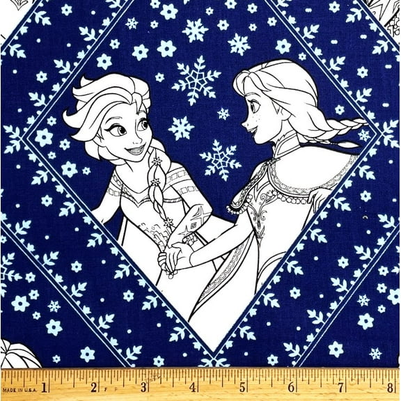 1/2 Yard - Disney Frozen Elsa & Anna Blue Bandana Cotton Fabric (Great for Quilting, Sewing, Craft Projects, Throw Pillows & More) 1/2 Yard X 44" Wide