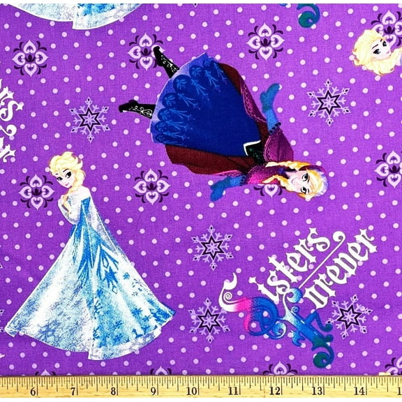 1/2 Yard - Disney Frozen Princess Elsa & Anna Sisters Forever on Lavender Cotton Fabric (Great for Quilting, Sewing, Craft Projects, Throw Pillows & More) 1/2 Yard X 44" Wide