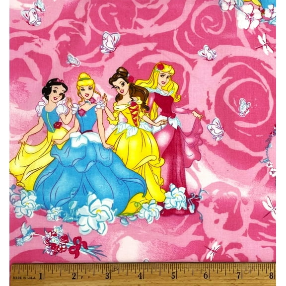1/2 Yard - Disney Princess & Butterflies Pink Cotton Fabric (Great for Quilting, Sewing, Craft Projects, Throw Pillows & More) 1/2 Yard X 44" Wide