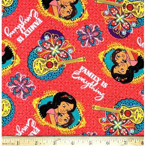 1/2 Yard - Disney Princess Elena & Isabel Sisters on Coral Pink Cotton Fabric (Great for Quilting, Sewing, Craft Projects, Throw Pillows & More) 1/2 Yard X 44" Wide