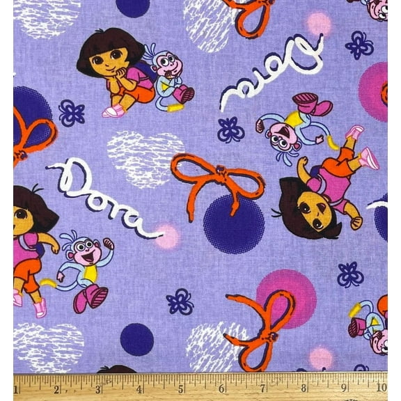 1/2 Yard - Dora the Explorer & Boots the Monkey on Lavender Cotton Fabric (Great for Quilting, Sewing, Craft Projects, Throw Pillows & More) 1/2 Yard X 44" Wide
