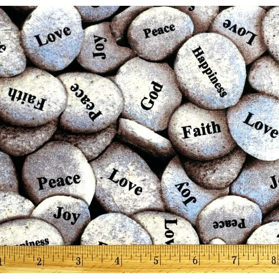 1/2 Yard - Faith Joy Peace Pebbles Cotton Fabric (Great for Quilting, Sewing, Craft Projects, Throw Pillows & More) 1/2 Yard X 44" Wide