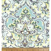 1/2 Yard - Flor De Lis Mint Green & Yellow Cotton Duck Upholstery Fabric Great for Quilting, Sewing, Craft Projects, Throw Pillows & More 1/2 Yard X 44" Wide