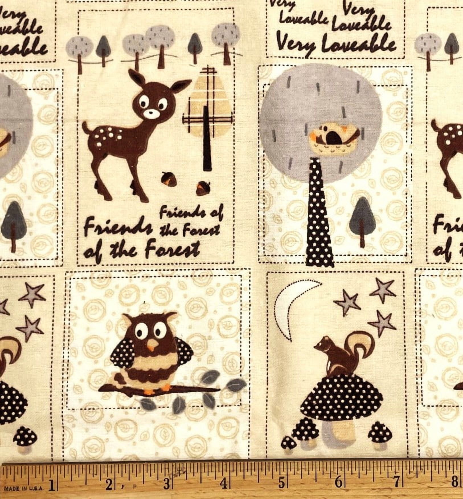 1/2 Yard - Friends of the Forest Baby Deer & Owl Flannel Fabric (Great for Quilting, Sewing, Craft Projects, Throw Pillows & More) 1/2 Yard X 44" Wide