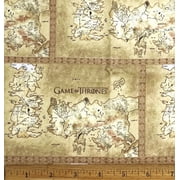 1/2 Yard - Game of Thrones Westeros Map on Tan Cotton Fabric Great for Quilting, Sewing, Craft Projects, Throw Pillows & More 1/2 Yard X 44 Wide