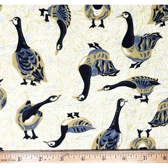 1/2 Yard - Geese Goose Block Print Cotton Fabric (Great for Quilting, Sewing, Craft Projects, Throw Pillows & More) 1/2 Yard X 44" Wide
