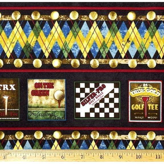 1/2 Yard - Golfing Golf Balls Vintage Advertising Cotton Fabric (Great for Quilting, Sewing, Craft Projects, Throw Pillows & More) 1/2 Yard X 44" Wide