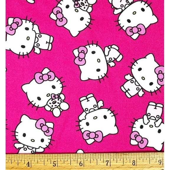 1/2 Yard - Hello Kitty Pink Bow on Pink Cotton Fabric (Great for Quilting, Sewing, Craft Projects, Quilts, Throw Pillows & More) 1/2 Yard X 44" Wide