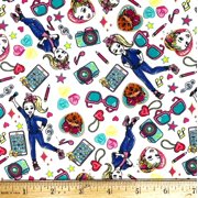 1/2 Yard - JoJo & Iggy on White Cotton Fabric Great for Quilting, Sewing, Craft Projects, Throw Pillows & More 1/2 Yard X 44" Wide