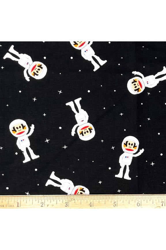 1/2 Yard - Julius Sock Monkey Astronaut Paul Frank on Black Cotton Fabric (Great for Quilting, Sewing, Craft Projects, Throw Pillows & More) 1/2 Yard X 44" Wide