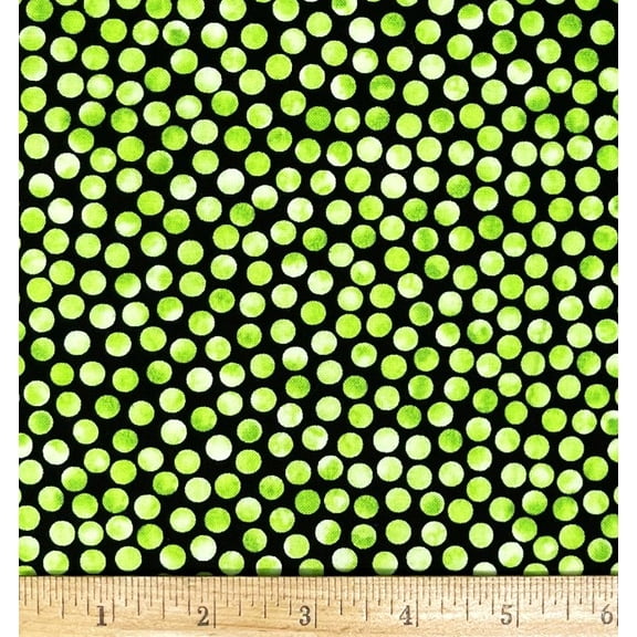 1/2 Yard - Mini Green Polka Dots on Black Cotton Fabric (Great for Quilting, Sewing, Craft Projects, Throw Pillows & More) 1/2 Yard X 44" Wide