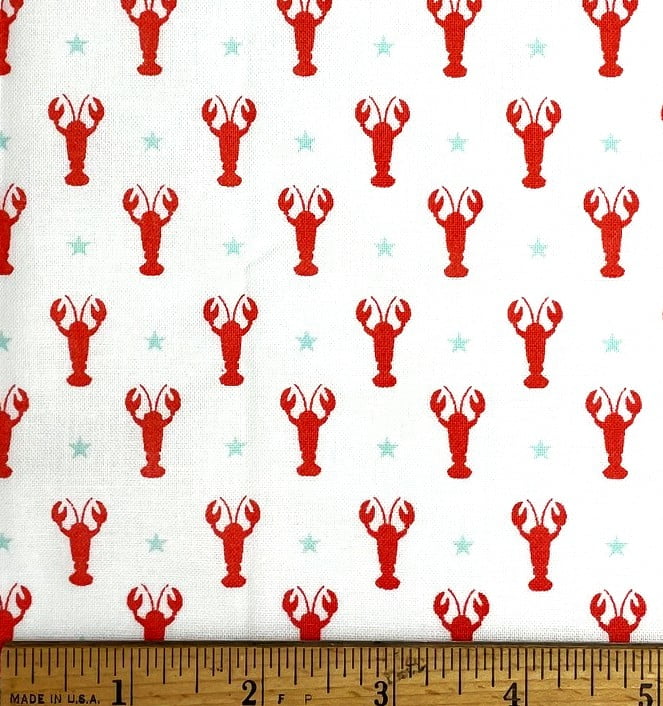 1/2 Yard - Mini Red Lobsters on White Cotton Fabric (Great for Quilting, Sewing, Craft Projects, Throw Pillows & More) 1/2 Yard X 44" Wide