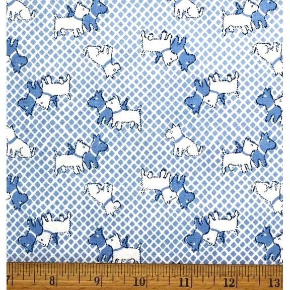 1/2 Yard - Mini Scottie Dog Blue Cotton Fabric (Great for Quilting, Sewing, Craft Projects, Throw Pillows & More) 1/2 Yard X 44" Wide
