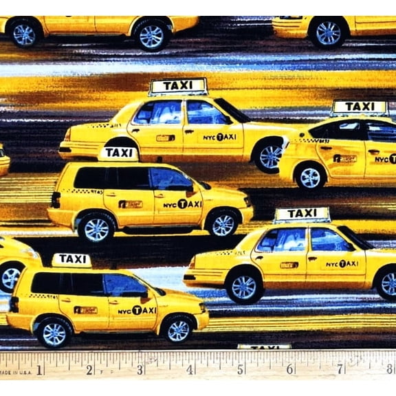 1/2 Yard - NYC Yellow Taxis Cotton Fabric (Great for Quilting, Sewing, Craft Projects, Throw Pillows & More) 1/2 Yard X 44" Wide