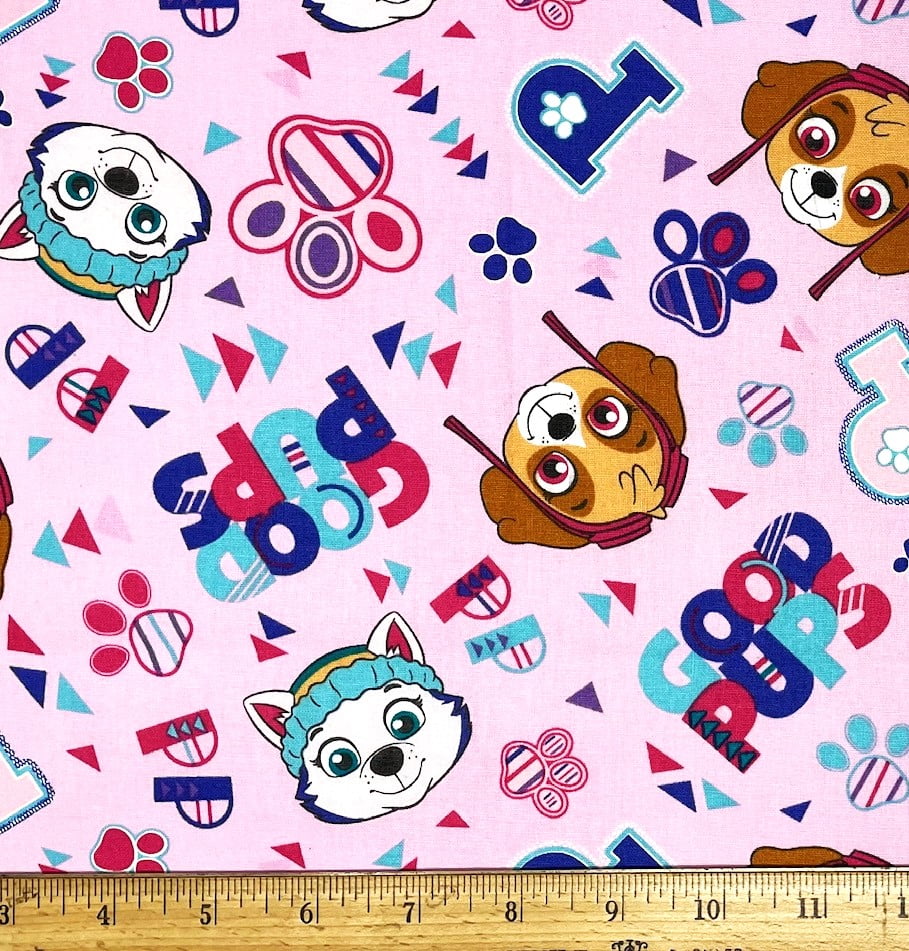 1/2 Yard - Paw Patrol Girls Good Pups on Pink Cotton Fabric - Everest & Skye (Great for Quilting, Throws, Sewing, Craft Projects, and More) 1/2 Yard x 44"
