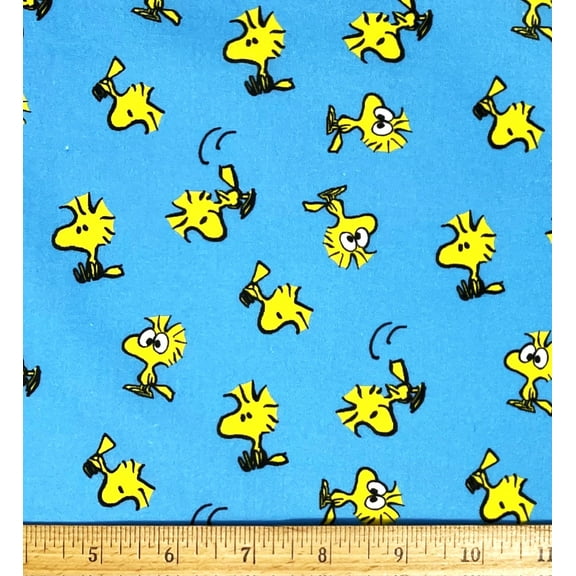1/2 Yard - Peanuts Mini Woodstock on Blue Cotton Fabric (Great for Quilting, Sewing, Craft Projects, Quilts, Throw Pillows & More) 1/2 Yard X 44" Wide