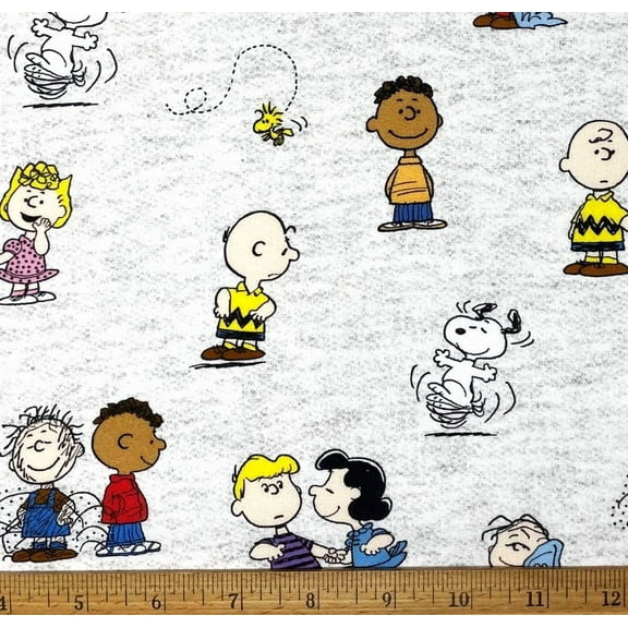 1/2 Yard - Peanuts Snoopy Woodstock & the Gang on Light Gray Cotton Fabric (Great for Quilting, Sewing, Craft Projects, Throw Pillows & More) 1/2 Yard X 44" Wide