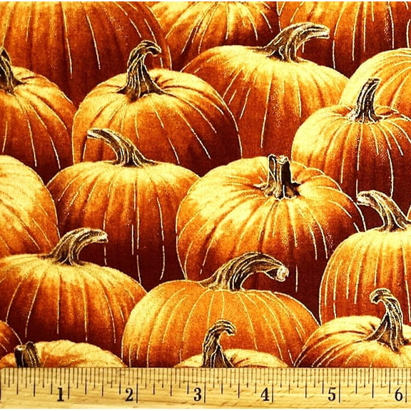 1/2 Yard - Pumpkin Patch Fall Halloween Thanksgiving Orange & Gold Cotton Fabric (Great for Quilting, Sewing, Craft Projects, Throw Pillows & More) 1/2 Yard X 44" Wide