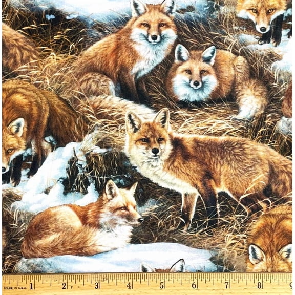 1/2 Yard - Red Fox Wild Scenic Cotton Fabric (Great for Quilting, Sewing, Craft Projects, Throw Pillows & More) 1/2 Yard X 44" Wide