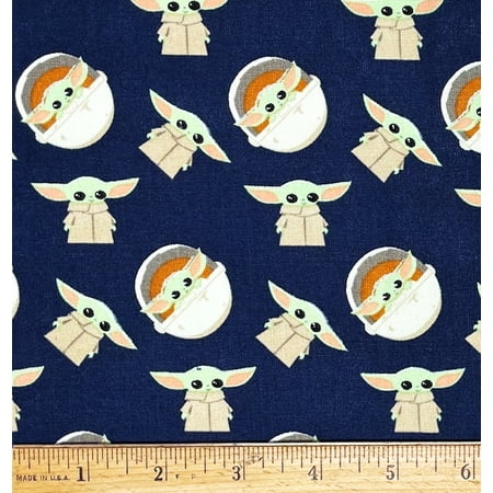 1/2 Yard - Star Wars Baby Yoda on Dark Blue Cotton Fabric (Great for Quilting, Sewing, Craft Projects, Throw Pillows & More) 1/2 Yard X 44" Wide