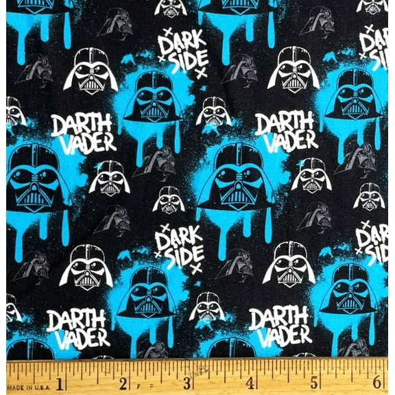 1/2 Yard - Star Wars Darth Vader Dark Side in Blue & Black Cotton Fabric (Great for Quilting, Sewing, Craft Projects, Throw Pillows & More) 1/2 Yard X 44" Wide