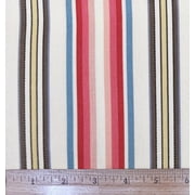 1/2 Yard - Stripe Cocoa Brown Coral Pink & Cream Screen Print Cotton Duck Upholstery Fabric Great for Quilting, Sewing, Craft Projects, Throw Pillows & More 1/2 Yard X 44" Wide