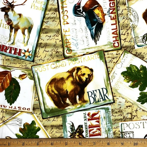 1/2 Yard - Wild Animals Duck Elk Owl Fox Cotton Fabric (Great for Quilting, Sewing, Craft Projects, Throw Pillows & More) 1/2 Yard X 44" Wide