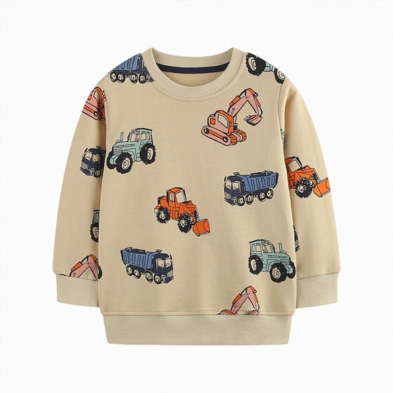 1-2 Years Toddler Boys Crewneck Sweatshirt Long Sleeved Top Cute Car Print Outfits Fall Winter Clothes for 12 Months 2t 3t 4t 5t 6t 7t Children