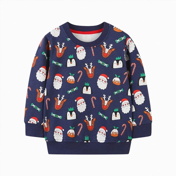 1-2 Years Toddler Girls Boys Round Neck Sweatshirtst Printed Long Sleeved Top Y2k Oversized Hooded Sweatshirtst 1T 2T 3T 4T 5T 6T 7T 8T 9T Blue Pullovers
