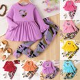 thumbnail image 1 of 1-2 Years Toddler Pajamas Girls Clothes Long Sleeved Top Pants Casual Two Piece Set for 0 6 12 18 24 M 1t 2t 3t 4t 5t 6t Pajamas & Dailywear Set Girls Purple Tracksuit, 1 of 8