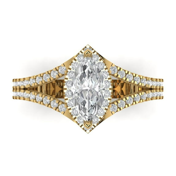 Halo Engagement Ring for Women - 1.2ct Moissanite in 14K Yellow Gold Promise Ring