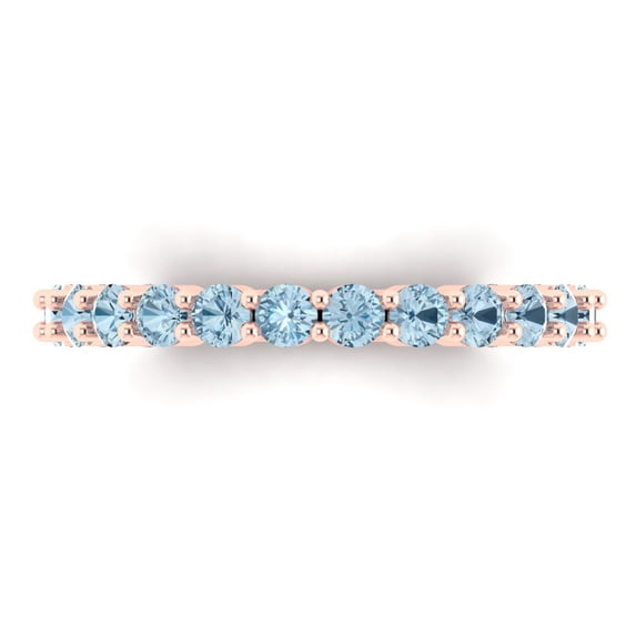 1.2 ct Brilliant Round Cut Simulated Blue Sapphire 18K Rose Gold Eternity Band SZ 11