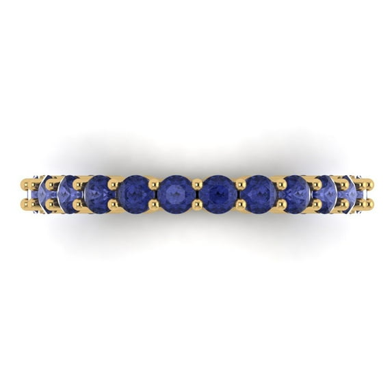 1.2 ct Brilliant Round Cut Simulated Tanzanite 14k Yellow Gold Eternity Band SZ 6.25