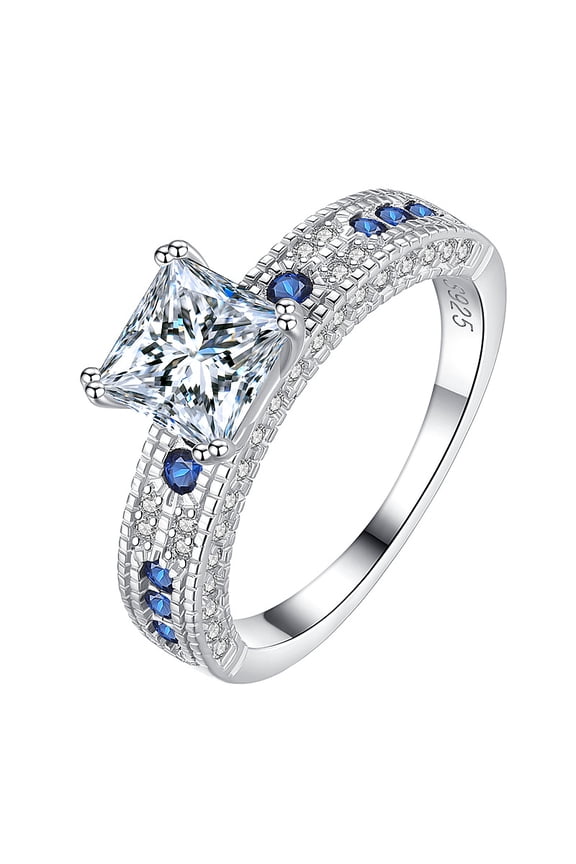 1.2 ct D Color VVS1 Moissanite Engagement Ring for Women,925 Sterling Silver Promise Wedding band, Princess Cut Diamond Ring for Women with Certificate