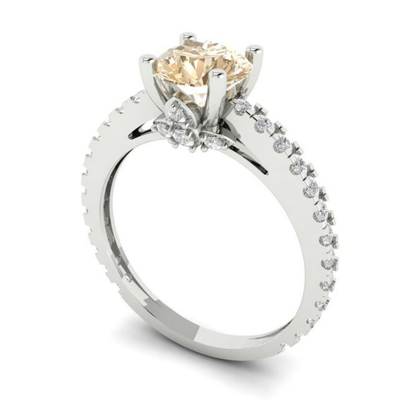 1.2 ct Marquise Cut Clear Crystal 18k White Gold Engraving Statement Bridal Wedding Halo Designer Ring Size 7.75