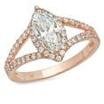 thumbnail image 1 of 1.2 ct Marquise Cut Genuine Cultured Diamond VS1-VS2 G-H 14K Rose Gold Halo Promise Wedding Statement Engagement Designer Ring size 7.5, 1 of 6