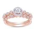 thumbnail image 1 of 1/2 ct. t.w Center 4MM Round Cut Lab Created Moissanite Diamond Halo Vintage Style Bridal Ring Set In 14K Rose Gold Over Sterling Silver (G-H Color, VVS1 Clarity, 0.50 Cttw)-7, 1 of 4