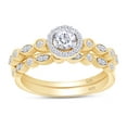 thumbnail image 1 of 1/2 ct. t.w Center 4MM Round Cut Lab Created Moissanite Diamond Halo Vintage Style Bridal Ring Set In 14K Yellow Gold Over Sterling Silver (G-H Color, VVS1 Clarity, 0.50 Cttw)-10, 1 of 4