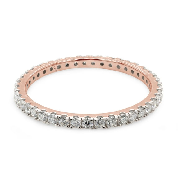 AFFY 0.50CT Moissanite Diamond Full Eternity Stackable Band Ring For Women in 14K Solid Rose Gold-5