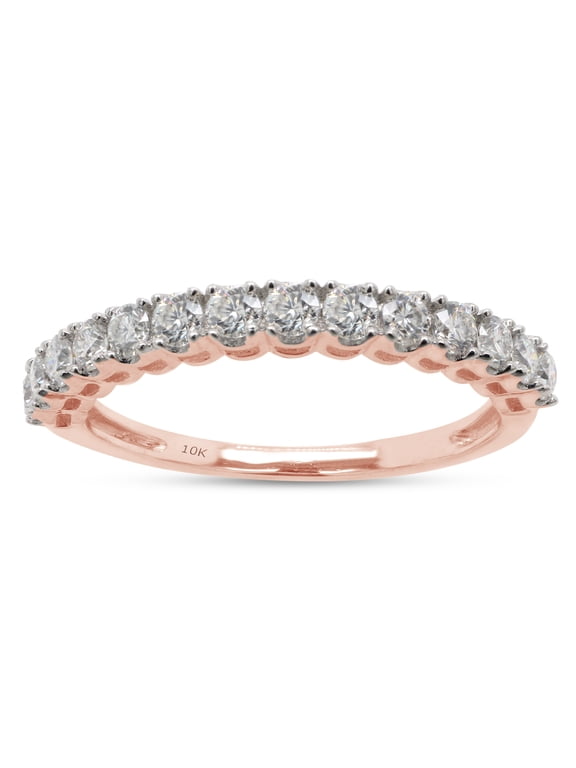 1/2 ct. t.w Round Cut Lab Created Moissanite Diamond Half Eternity Stackable Band Ring For Women In 10K Solid Rose Gold (G-H Color, VVS1 Clarity, 0.50 Cttw)-4