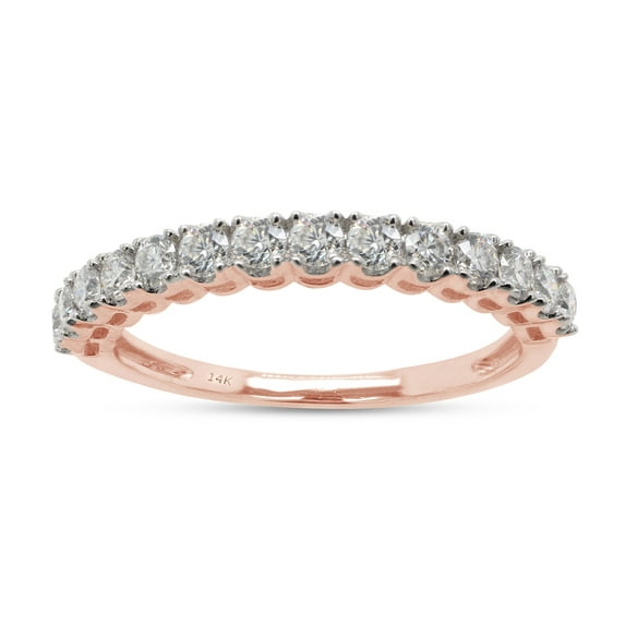 1/2 ct. t.w Round Cut Lab Created Moissanite Diamond Half Eternity Stackable Band Ring For Women In 14K Solid Rose Gold (G-H Color, VVS1 Clarity, 0.50 Cttw)-4