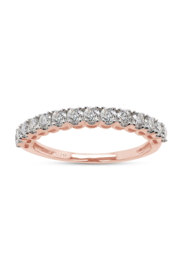 1/2 ct. t.w Round Cut Lab Created Moissanite Diamond Half Eternity Stackable Band Ring For Women In 14K Solid Rose Gold (G-H Color, VVS1 Clarity, 0.50 Cttw)-4