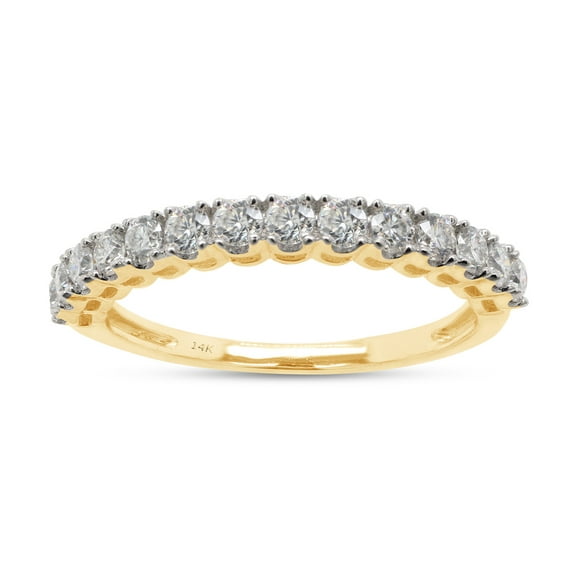 1/2 ct. t.w Round Cut Lab Created Moissanite Diamond Half Eternity Stackable Band Ring For Women In 14K Solid Yellow Gold (G-H Color, VVS1 Clarity, 0.50 Cttw)-9