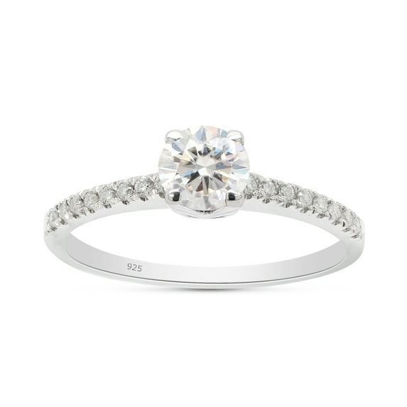 1/2 ct. t.w Round Cut Lab Created Moissanite Diamond Solitaire Engagement Ring for Women In 14K White Gold Over Sterling Silver (G-H Color, VVS1 Clarity, 0.50 Cttw)-7