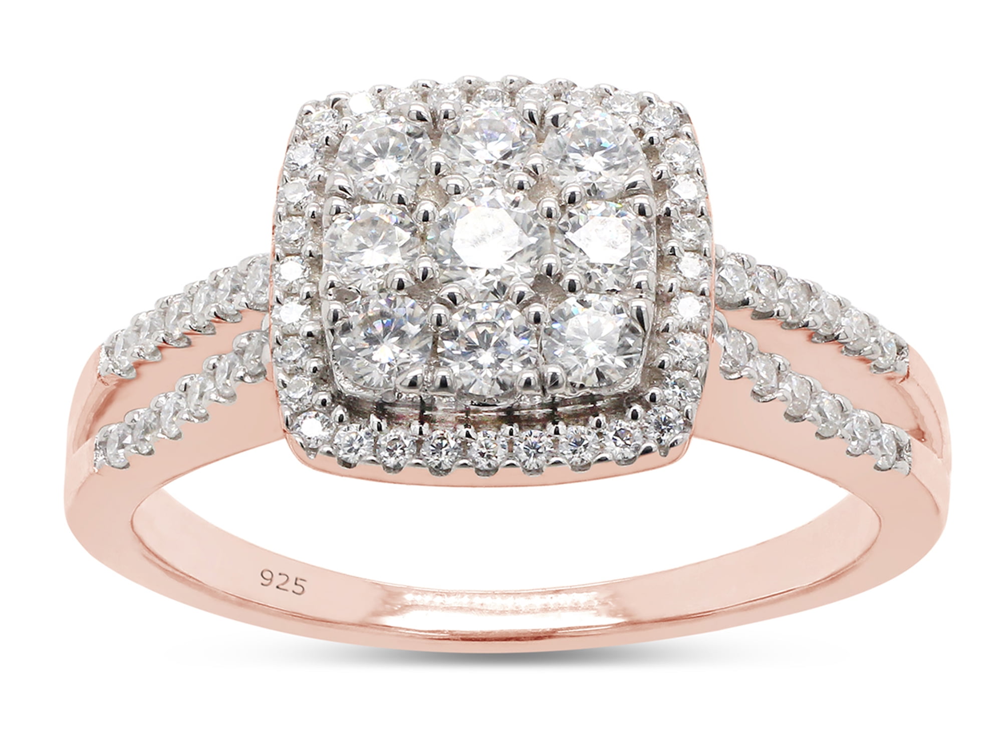AFFY 0.50CT Round Moissanite Diamond Split Shank Engagement Ring for
