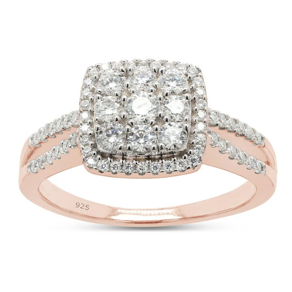 AFFY 0.50CT Round Moissanite Diamond Split Shank Engagement Ring for Women 14K Rose Gold over Silver-4