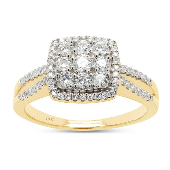 1/2 ct. t.w Round Cut Lab Created Moissanite Diamond Split Shank Cushion Frame Engagement Ring For Women In 14K Solid Yellow Gold (G-H Color, VVS1 Clarity, 0.50 Cttw)-8