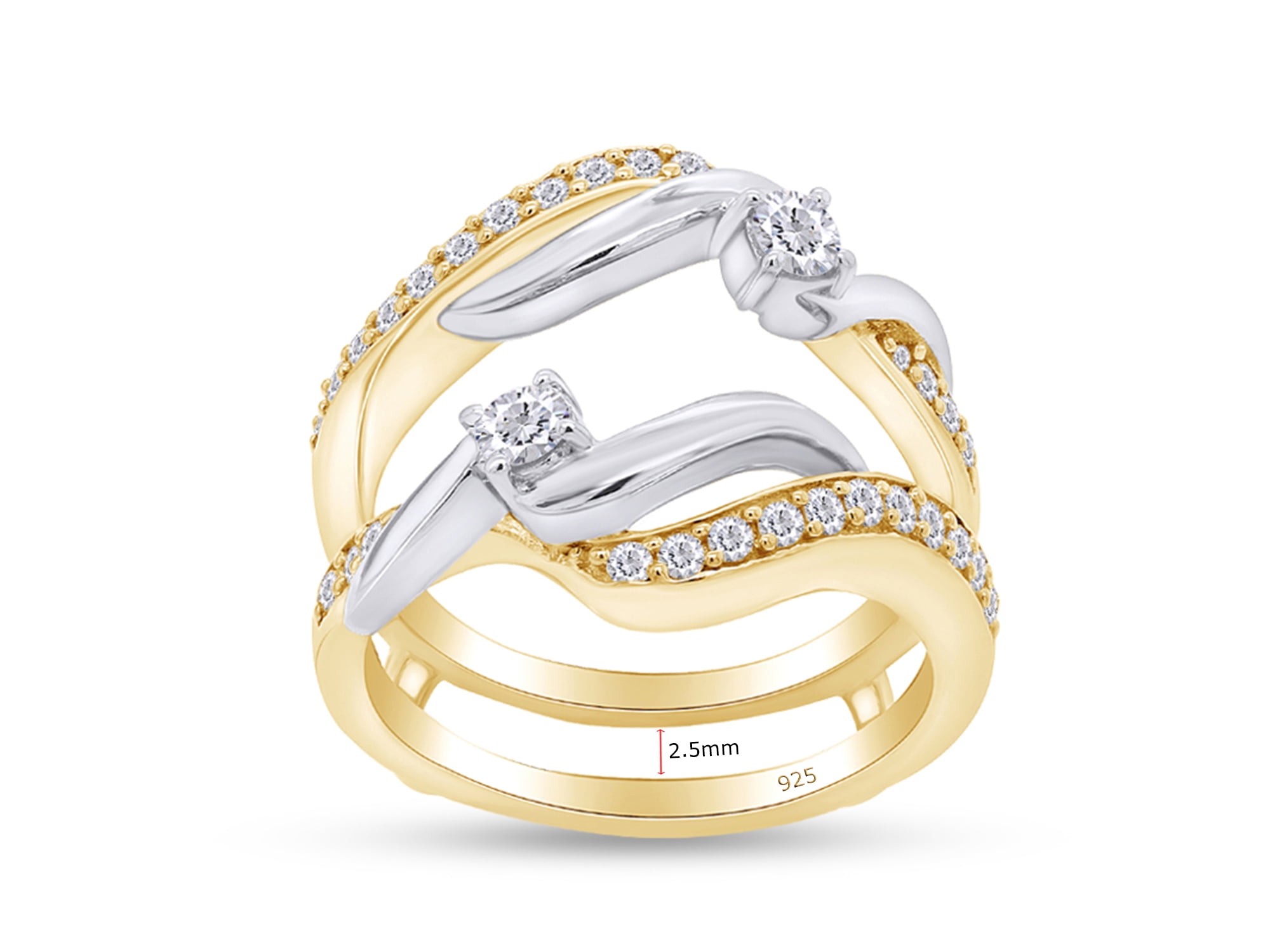 10k Gold Natural Diamond chevron Solitaire Enhancer Wedding Ring Guard Wrap  | eBay