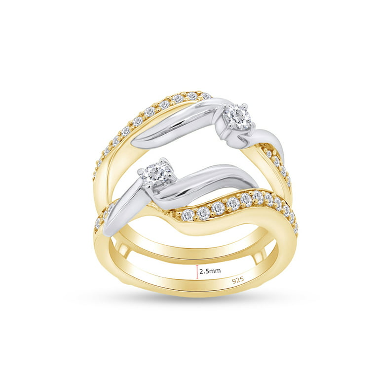 14K Yellow Gold Round Cut Diamond Wedding Ring Guard